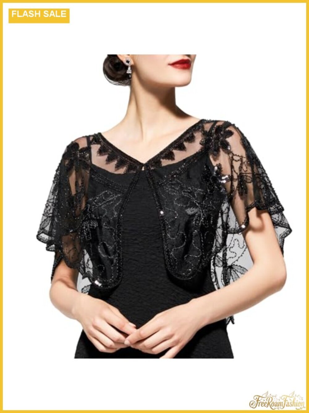 1920s Shawl Wrap Sequin Flapper Evening Cape Gatsby Party Accessory
